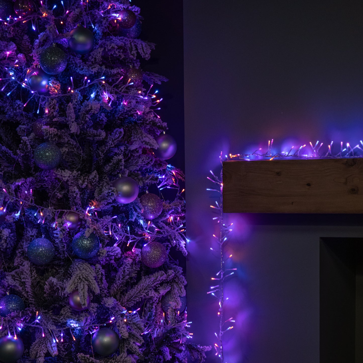 9.3m 720 LED Christmas Cluster String Lights with Timer in Rainbow on Clear Cable