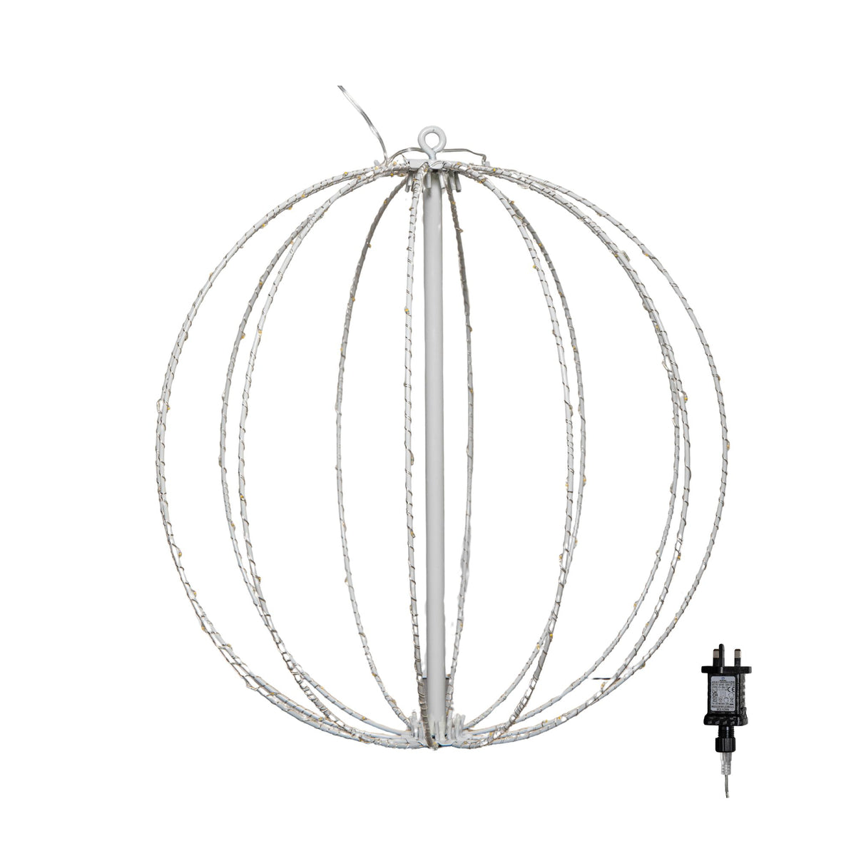 50cm White Metal Folding Christmas Ball with 256 Warm White LEDs