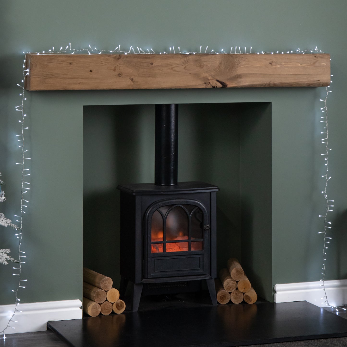 50m 2000 LED TreeBrights Christmas String Lights with Timer in White on Clear Cable