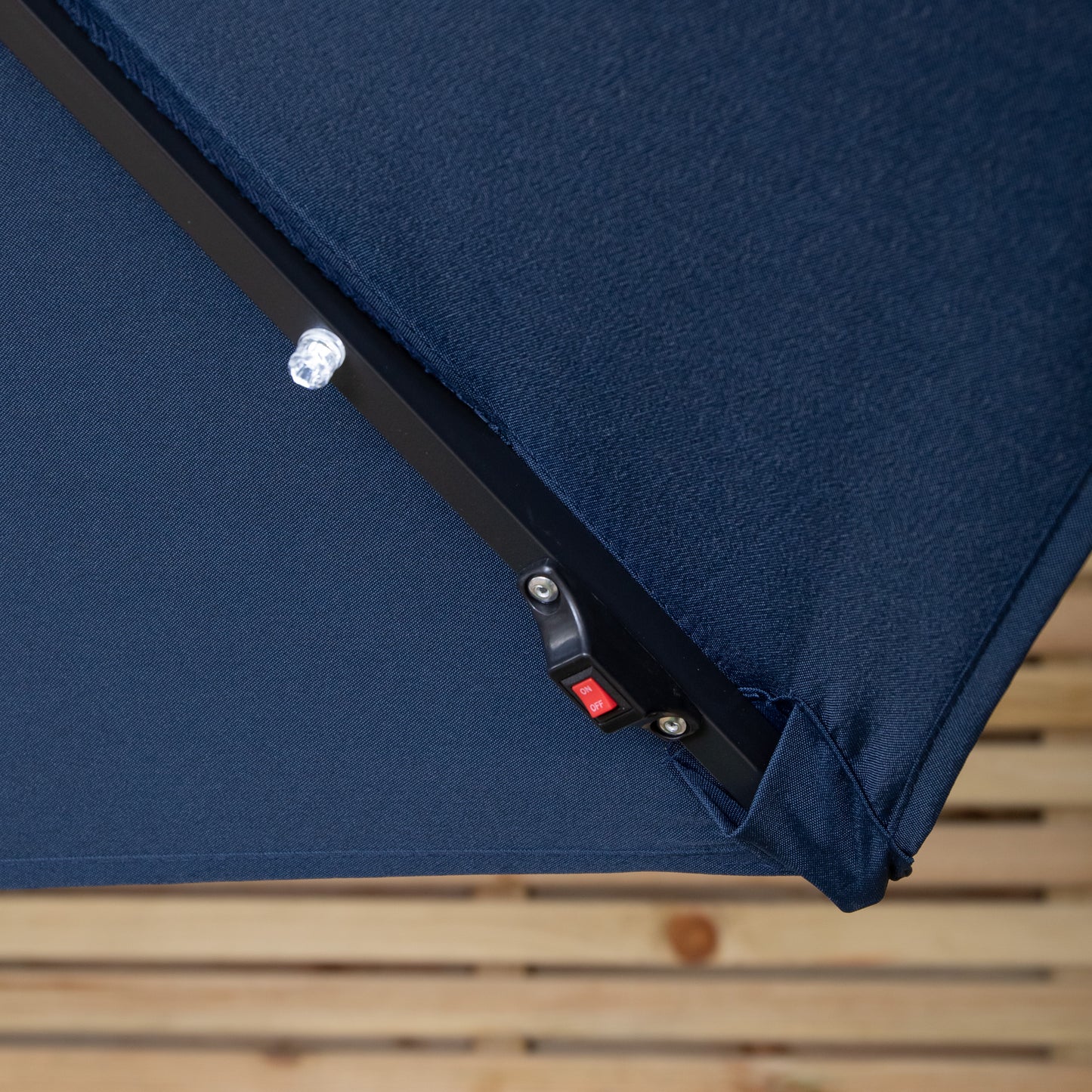 3m Solar Powered Lit Banana Cantilever Garden Parasol with LEDs & Base Weights Included in Blue