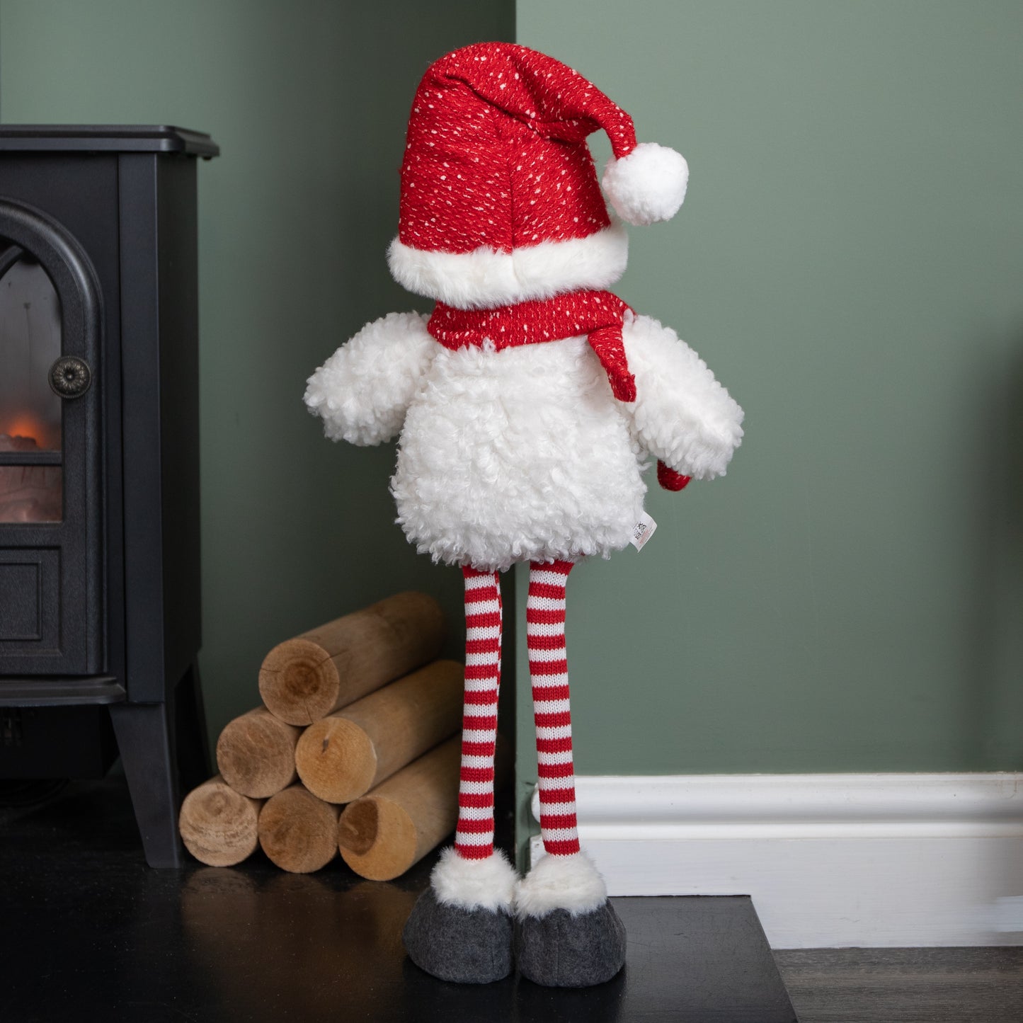 60cm Large Standing Plush Christmas Goggle Owl with Santa Hat