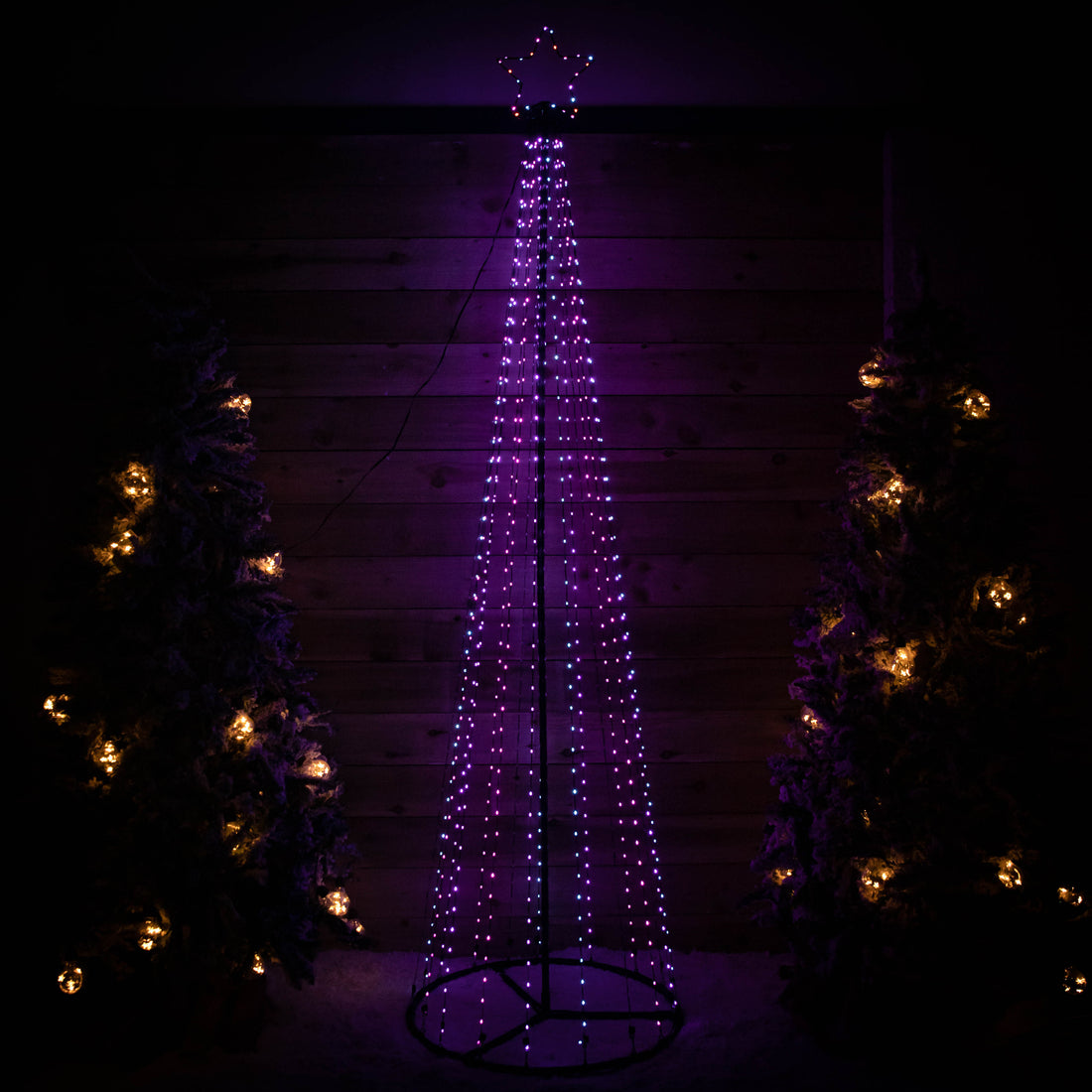 2.5m Light up Christmas Pyramid Cone Tree with 835 Multi-Action Rainbo ...