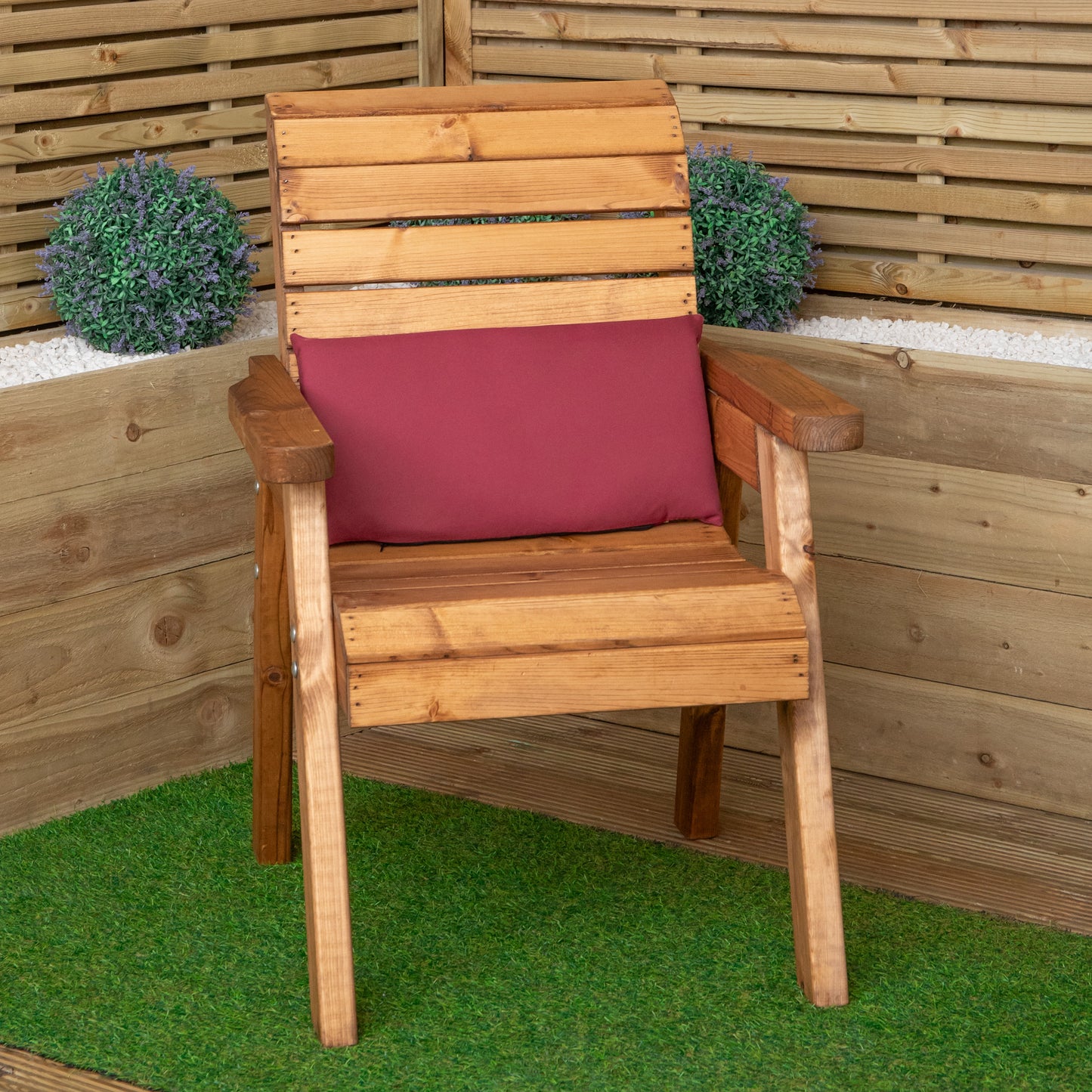 52 x 20cm Back Cushion for Single Wooden Garden Chair in Burgundy