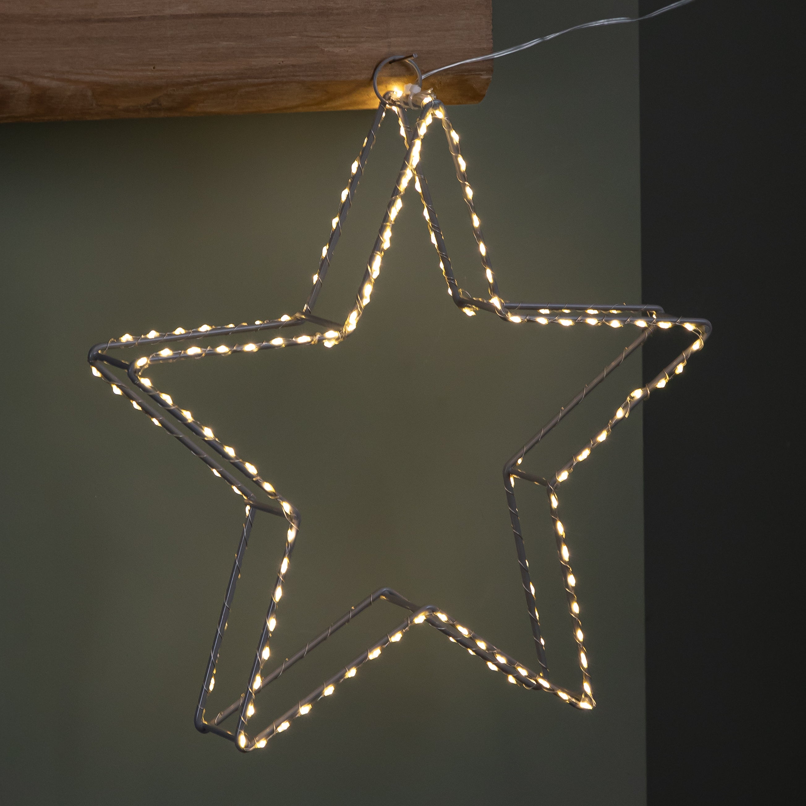 38cm LED Dewdrop Open Star Indoor Outdoor Christmas Decoration in Warm White