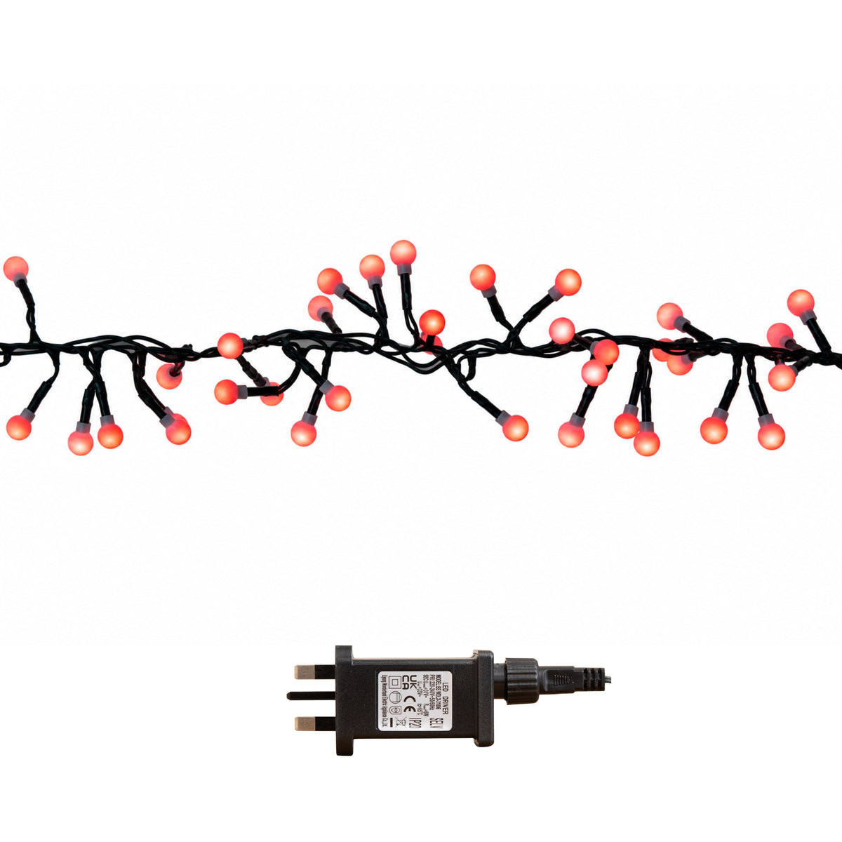 2.5m 250 LED Globe Cluster Christmas String Lights in Red