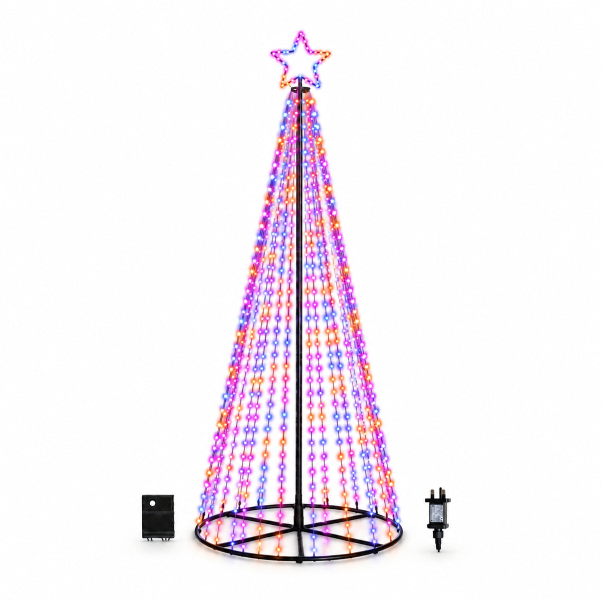 3m Light up Christmas Pyramid Cone Tree with 997 Rainbow LEDs