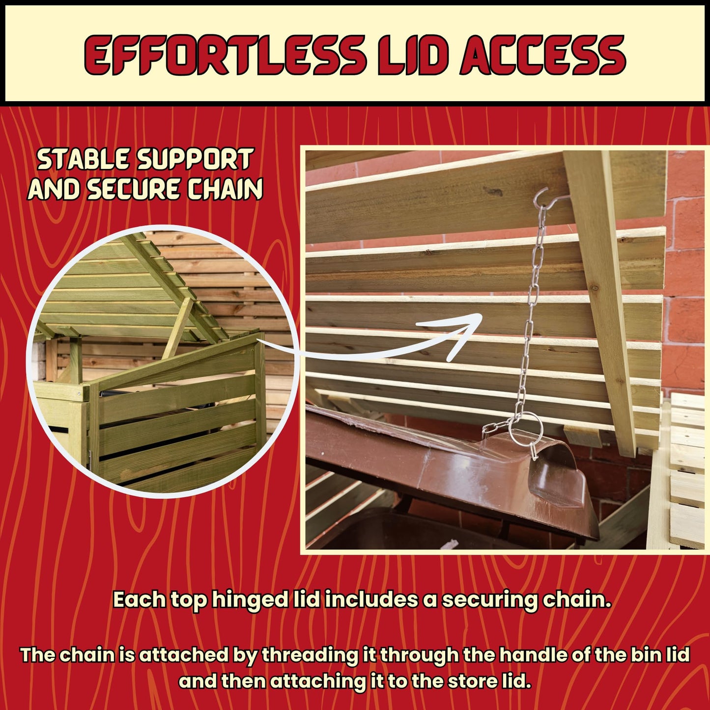 Factory Seconds 68cm x 1.2m Wooden Outdoor Garden Single Wheelie Bin Store Storage