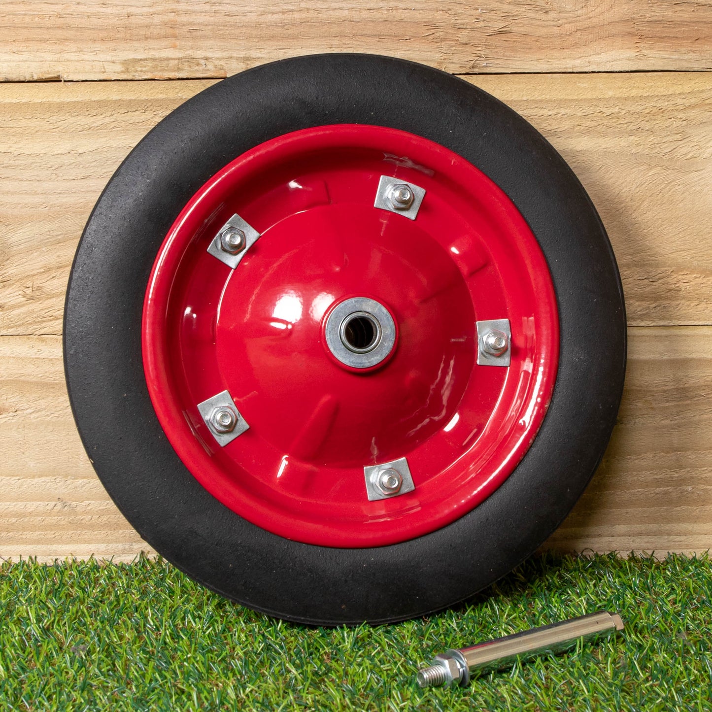 Replacement 13" x 3" Puncture Proof Wheelbarrow Solid Wheel With Axle