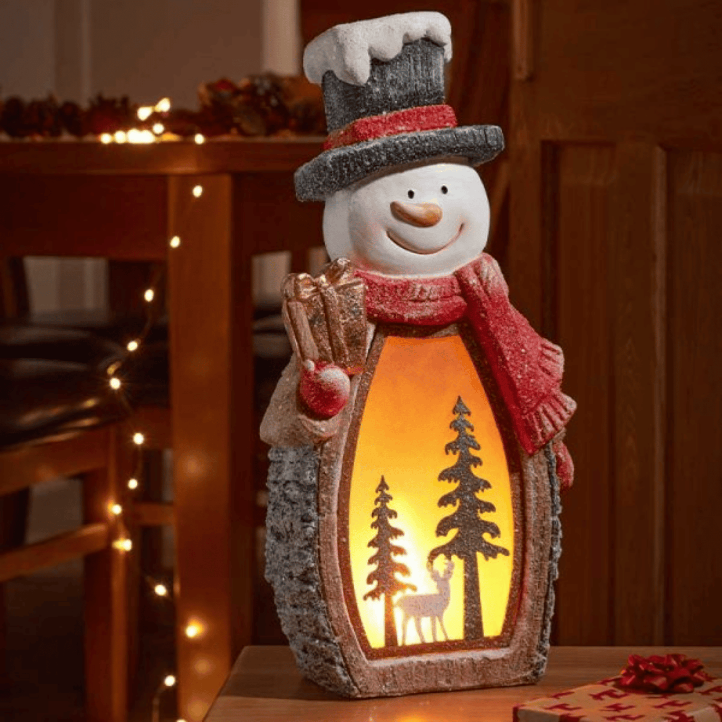 45cm Light up Christmas Woodsman Frosty Glow Snowman with LEDs