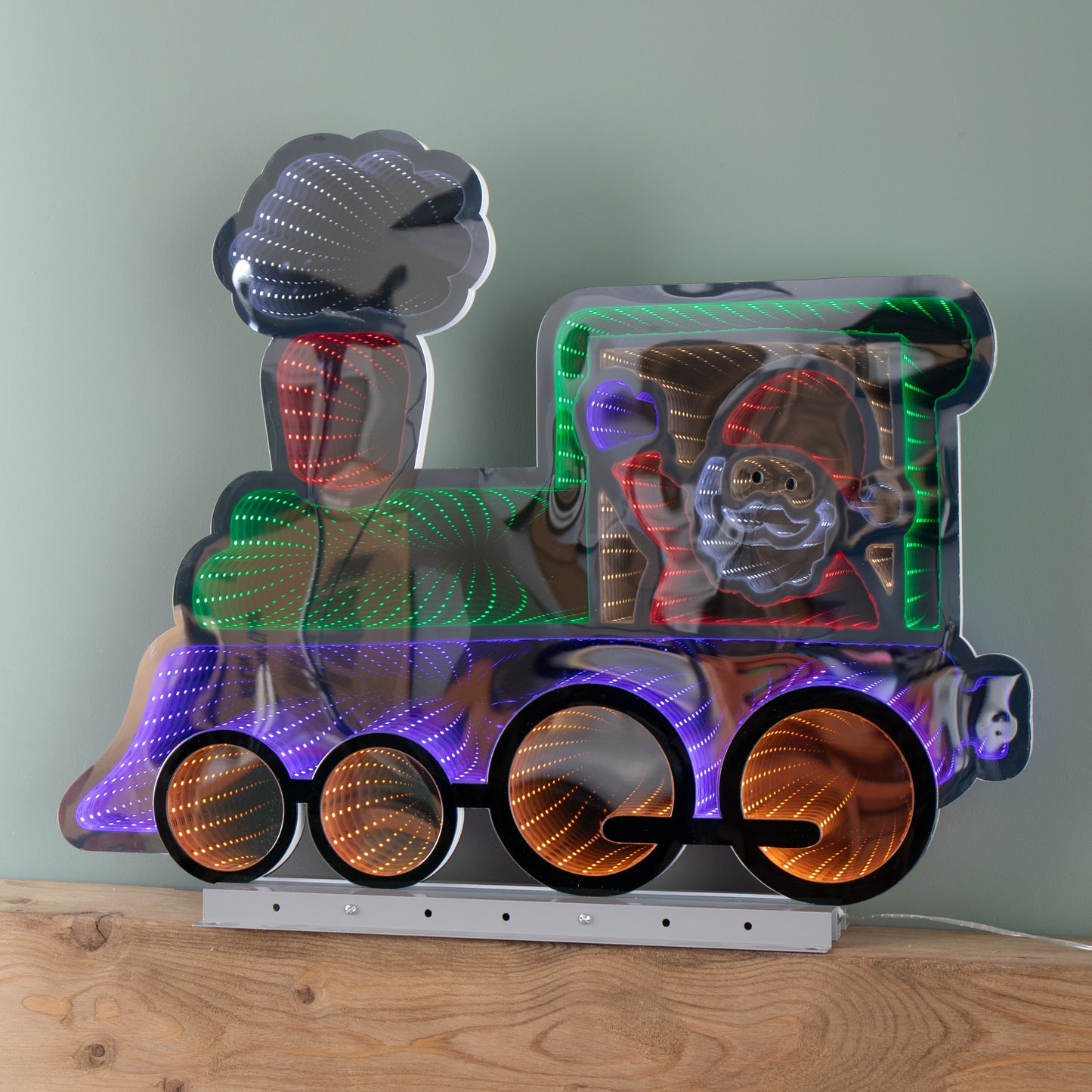 63cm Light up Christmas Train Infinity Decoration with Santa & LEDs