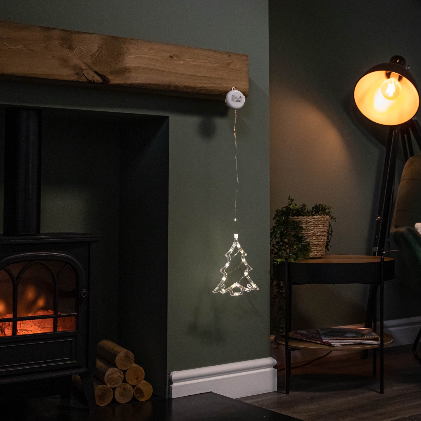 20cm Battery Operated Light up Christmas Tree Window Decoration with Warm White LEDs