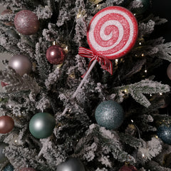 54cm Red and White Spiral Candy Cane Lollipop Christmas Decoration with Stem