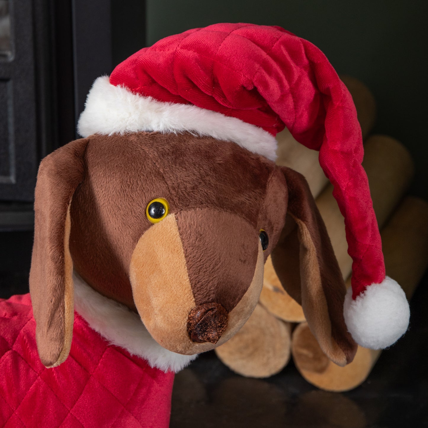 55cm Red and White Plush Donovan Dachshund Christmas Decoration