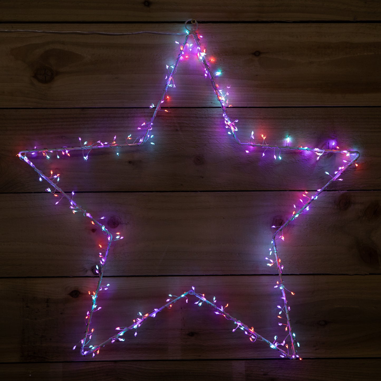 60cm Light up Metal Hanging Christmas Star Decoration with 280 Rainbow LEDs