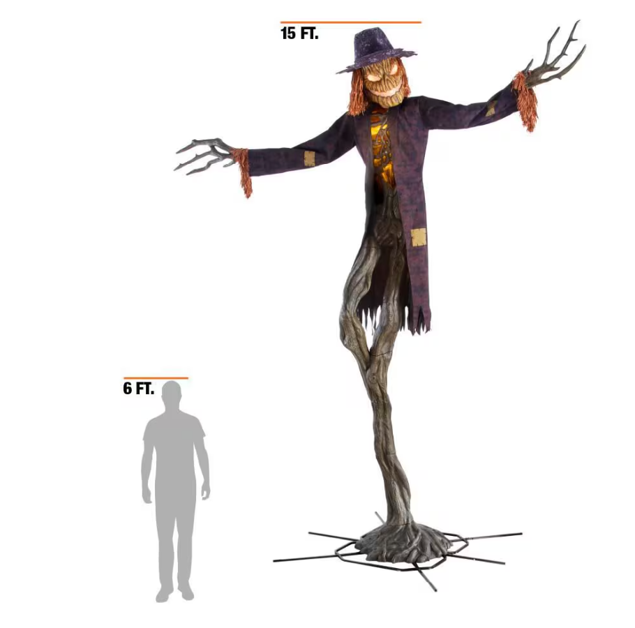 Home Accents 15ft Giant Sized Animated LED Worricrow Scarecrow