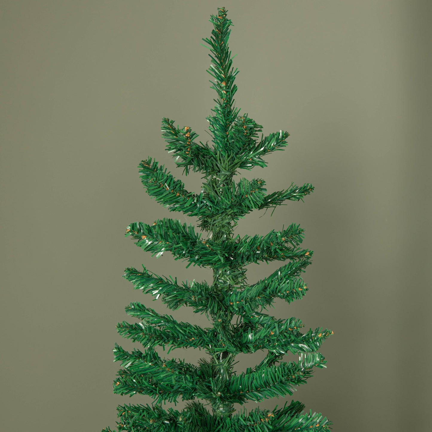 Factory Seconds: 6ft (1.8m) Green Artificial Pencil Christmas Tree With Green Metal Stand and 321 Tips