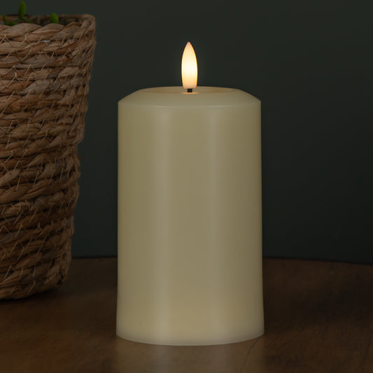 15cm Battery Operated Cream Flickering Flameless LED Pillar Candle