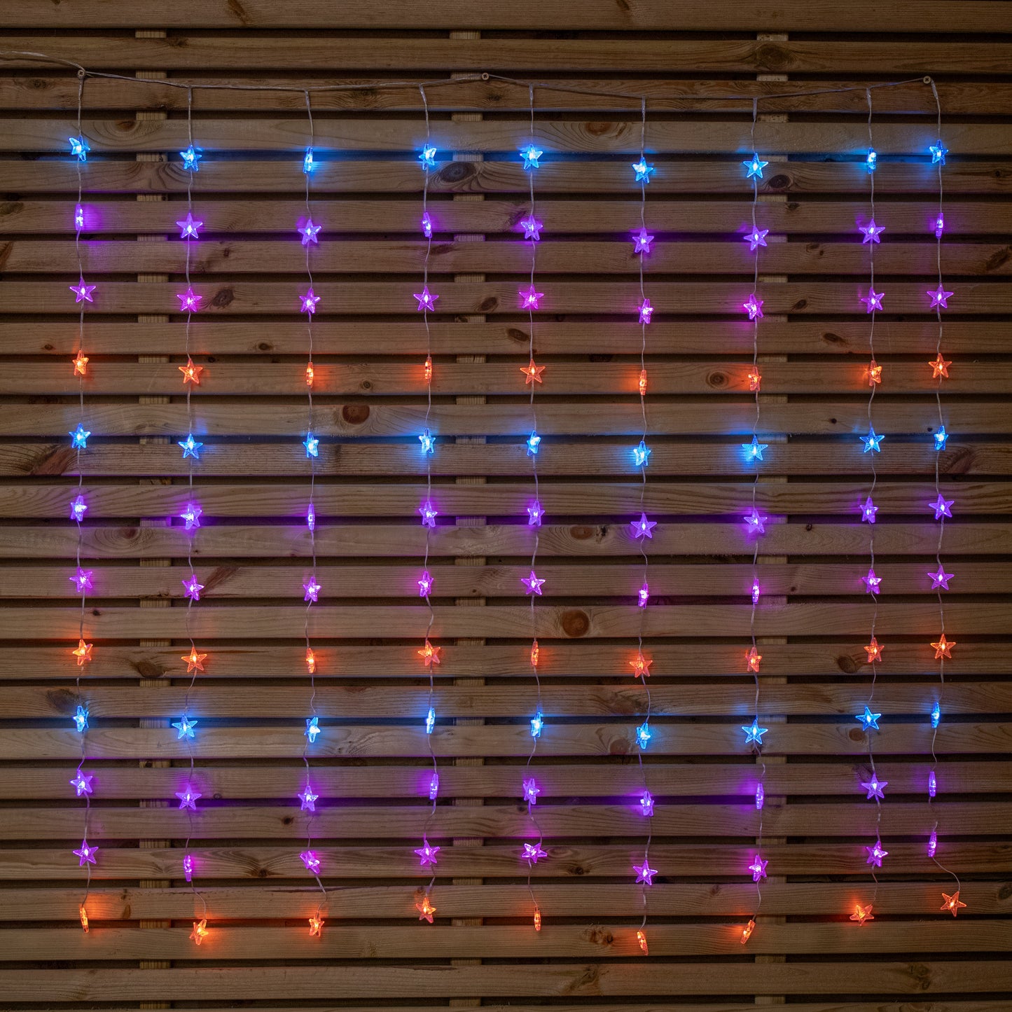 1.2 x 1.2m Light up Christmas Star Curtain Lights with 108 Rainbow LEDs