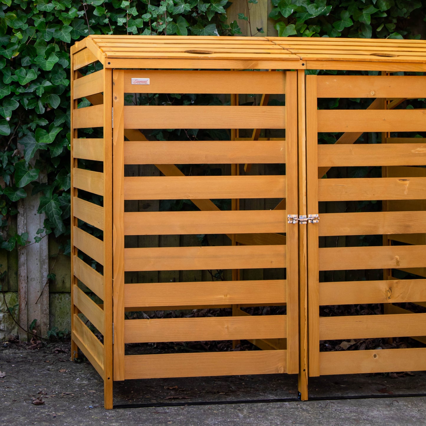 1.33m x 1.25m Large Wooden Outdoor Garden Double Wheelie Bin Store Storage for 2 Bins