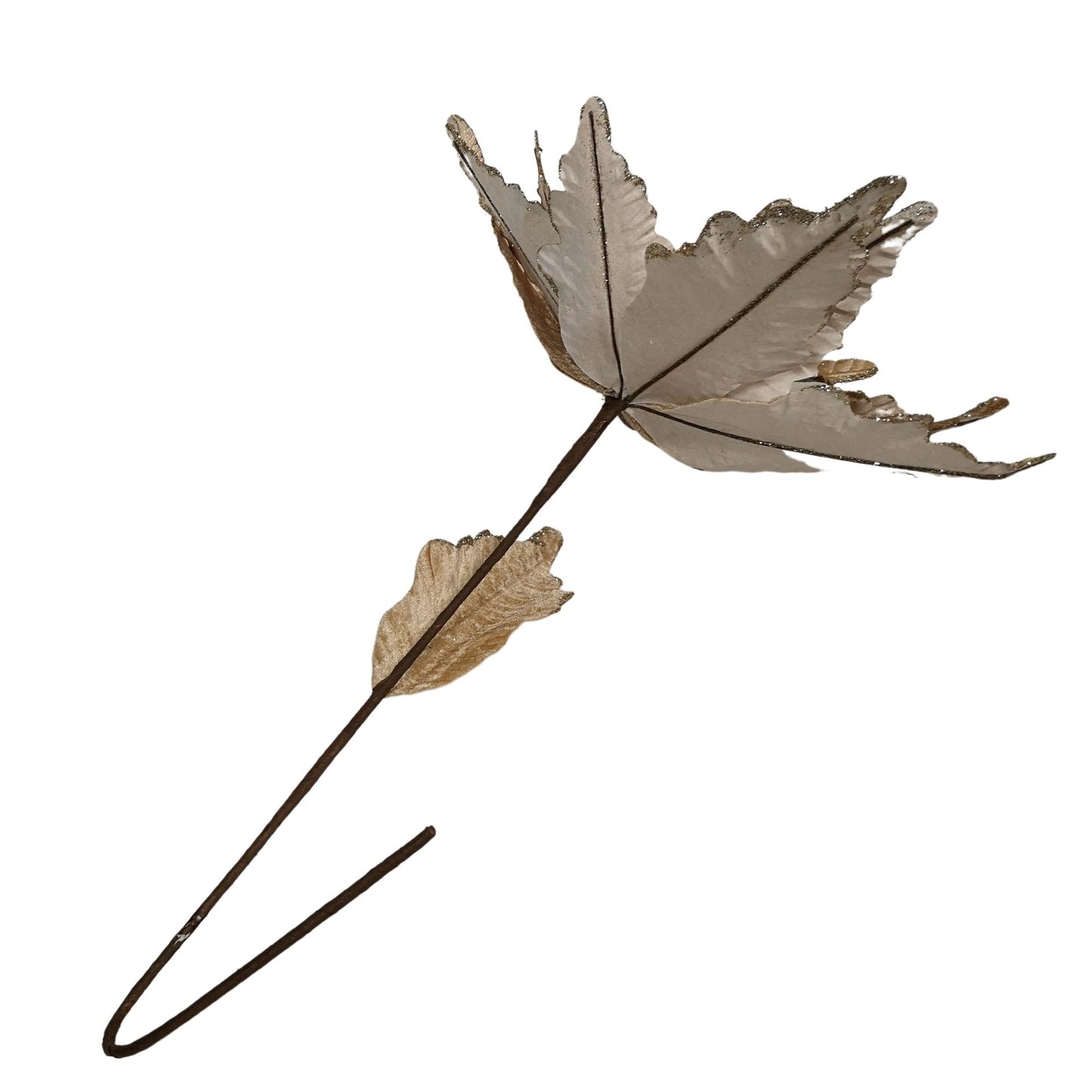 68cm Champagne Gold Velvet Poinsettia Stem Christmas Decoration 