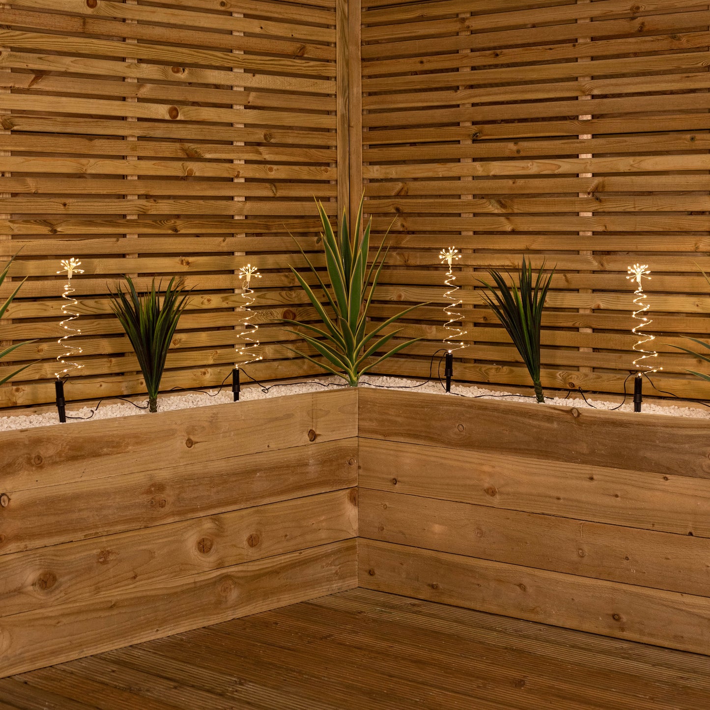 30cm Set of 4 Light up Silver Shaped Christmas Tree Garden Path Lights with 200 Warm White LEDs