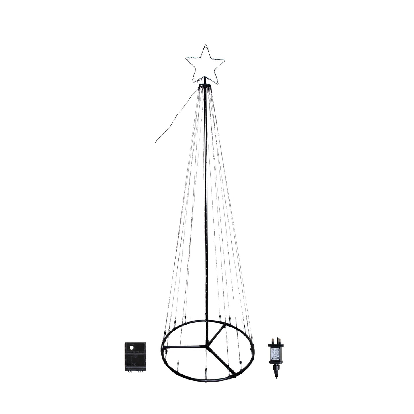 2.1m Light up Christmas Pyramid Cone Tree with 580 Multi-Action White & Warm White LEDs