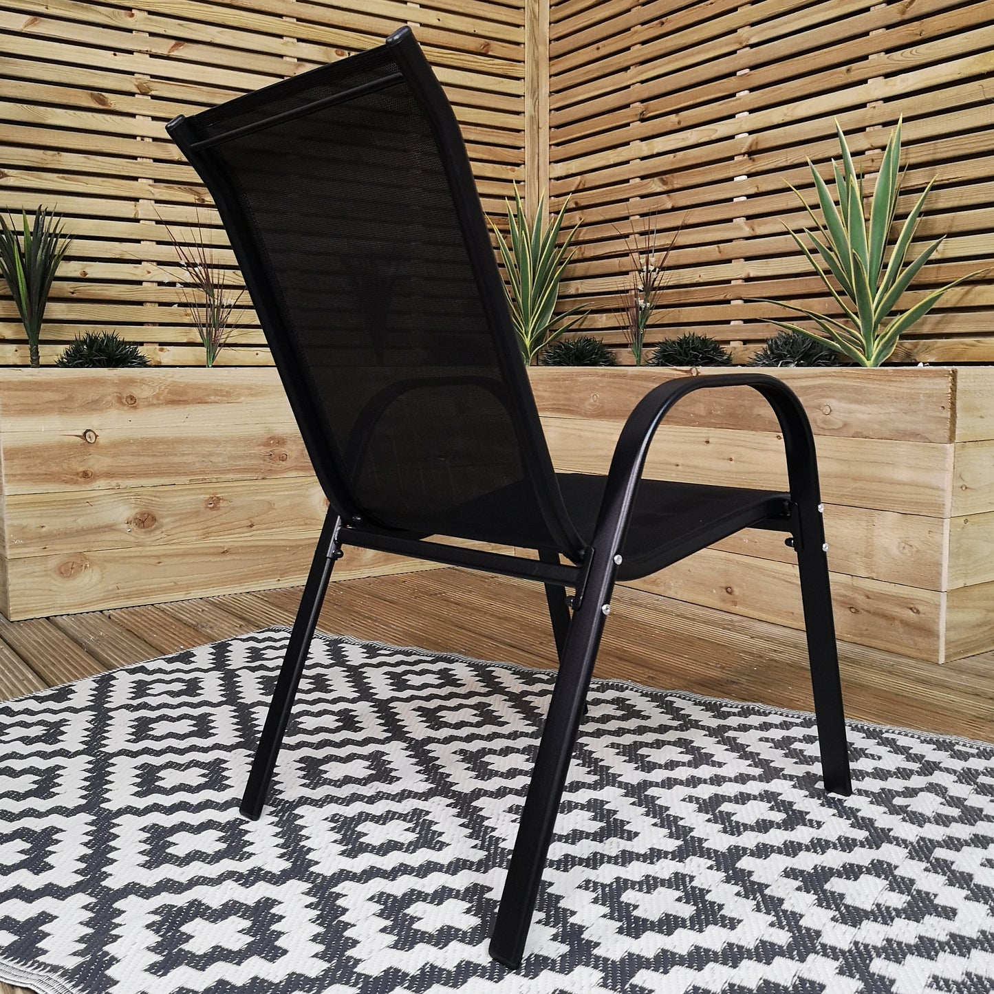 Factory Seconds: Set of 6 Outdoor Garden Patio Textilene Furniture Chairs in Black