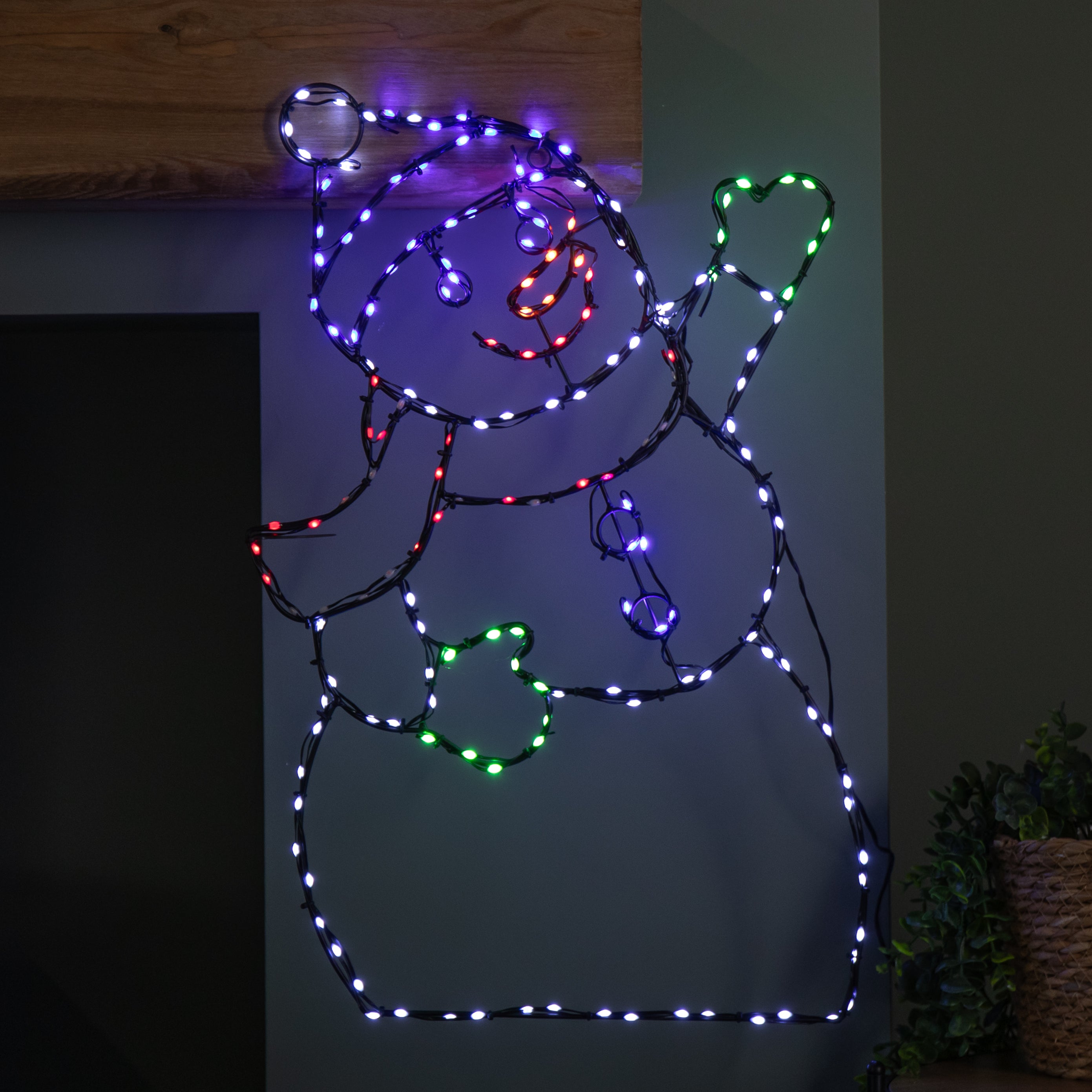 60cm x 38cm Light up FlexiBrights Christmas Snowman with 177 Multi-Coloured LEDs