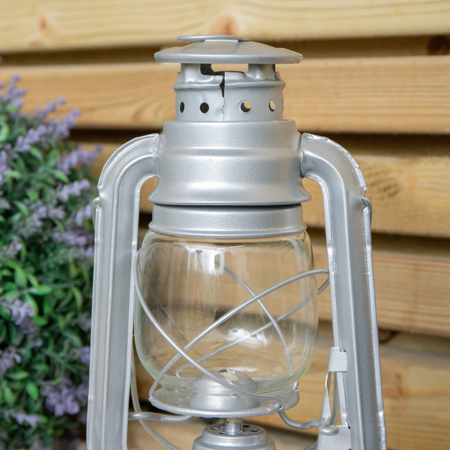 25cm Silver Paraffin Hurricane Lantern Camping Light