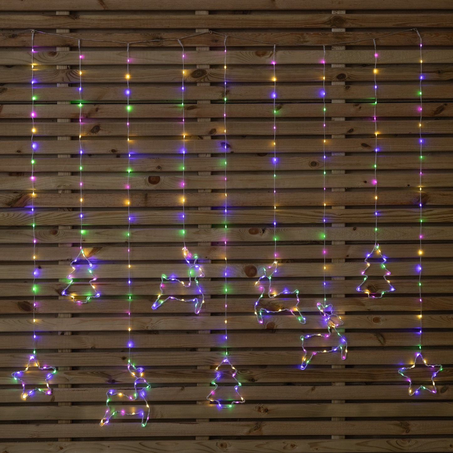 1.2 x 1.1m Christmas Window Curtain Light with 327 Multi-Coloured LEDs