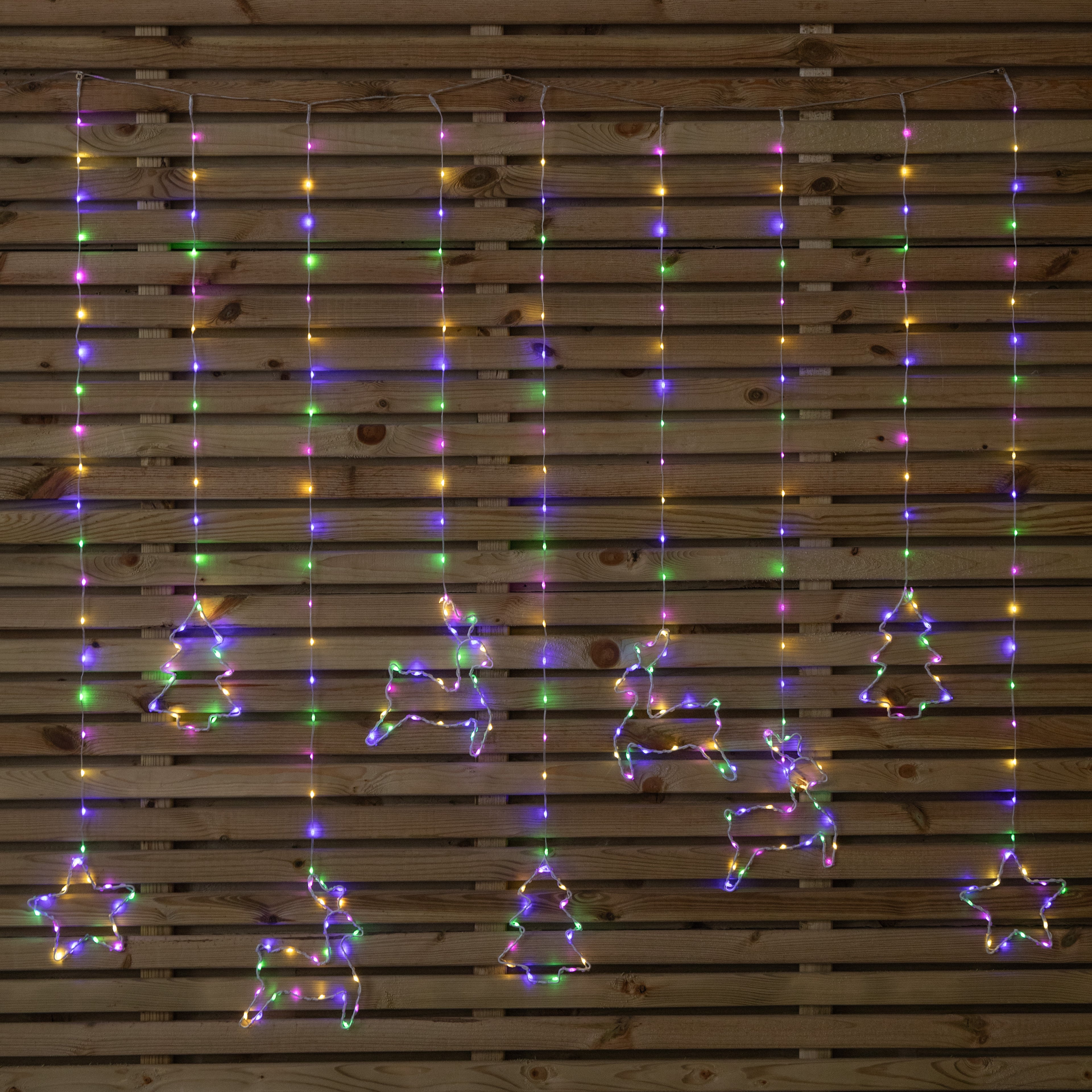 1.2 x 1.1m Christmas Window Curtain Light with 327 Multi-Coloured LEDs