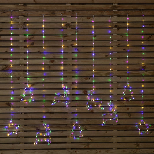 1.2 x 1.1m Christmas Window Curtain Light with 327 Multi-Coloured LEDs