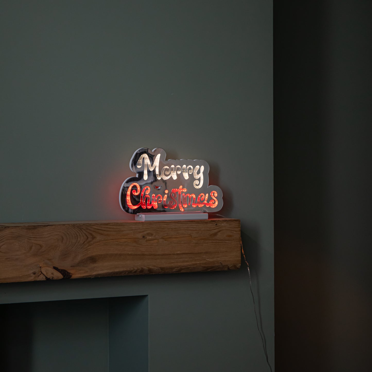 32cm Light up Merry Christmas Infinity Light with Red & White LEDs on Base