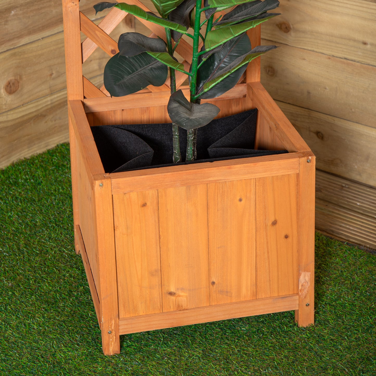1.6m Samuel Alexander Natural Wooden Freestanding Garden Trellis with Raised Bed Planter