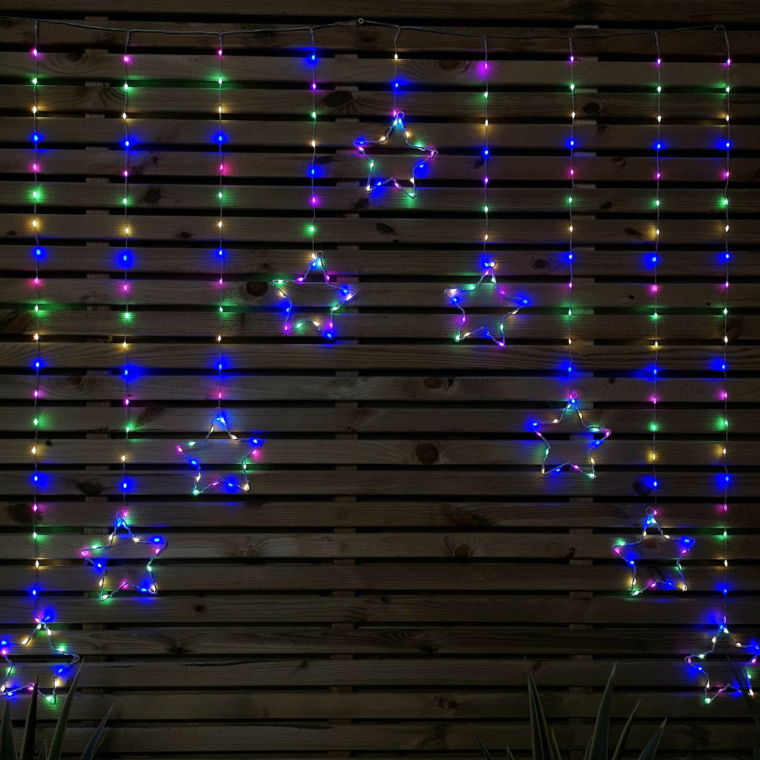 1.2m Multi Colour LED Star Curtain Lights Christmas Decorations