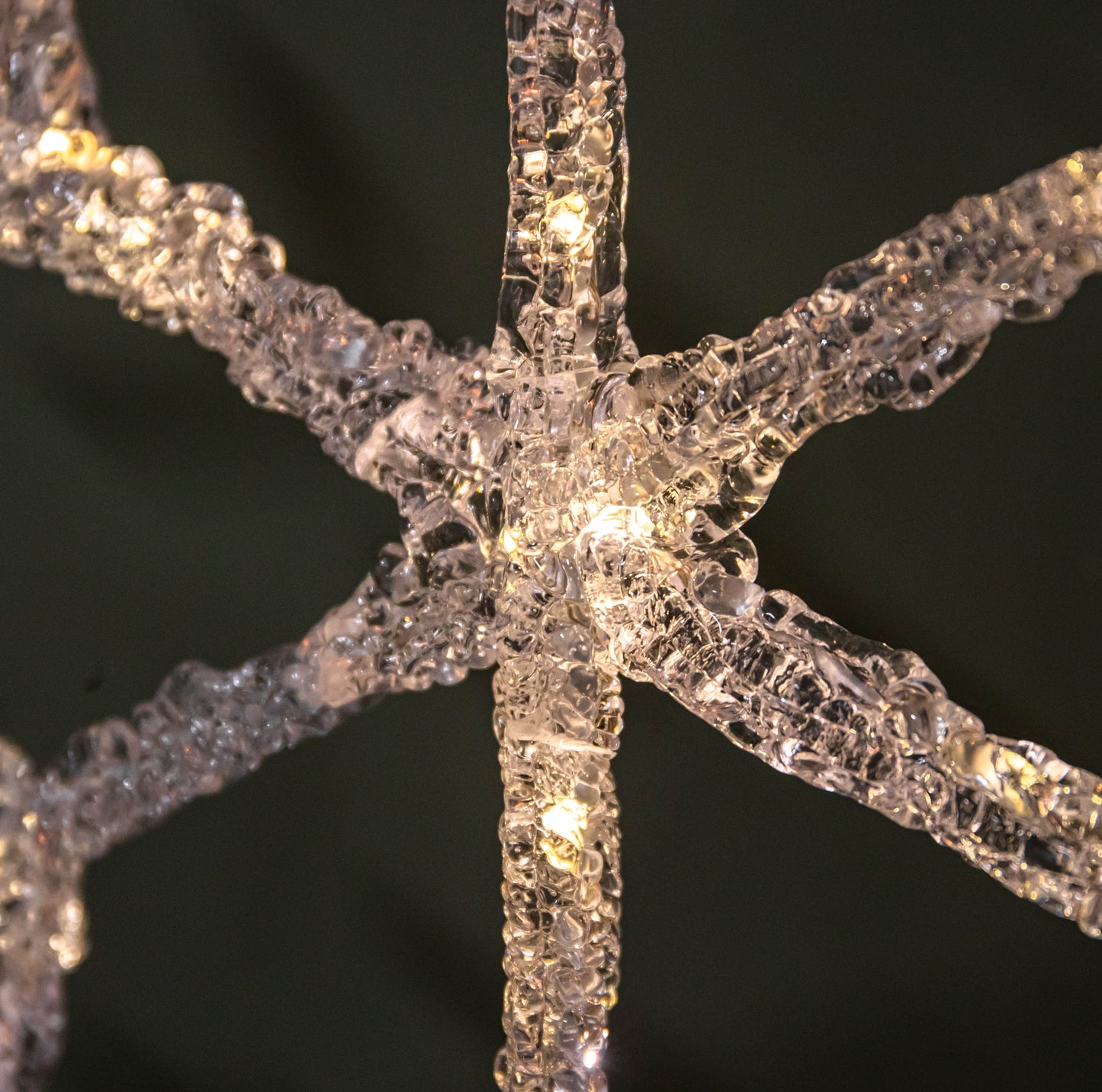 37cm Battery Powered Light up Ice Christmas Snowflake Hanging Decoration with Warm White LEDs