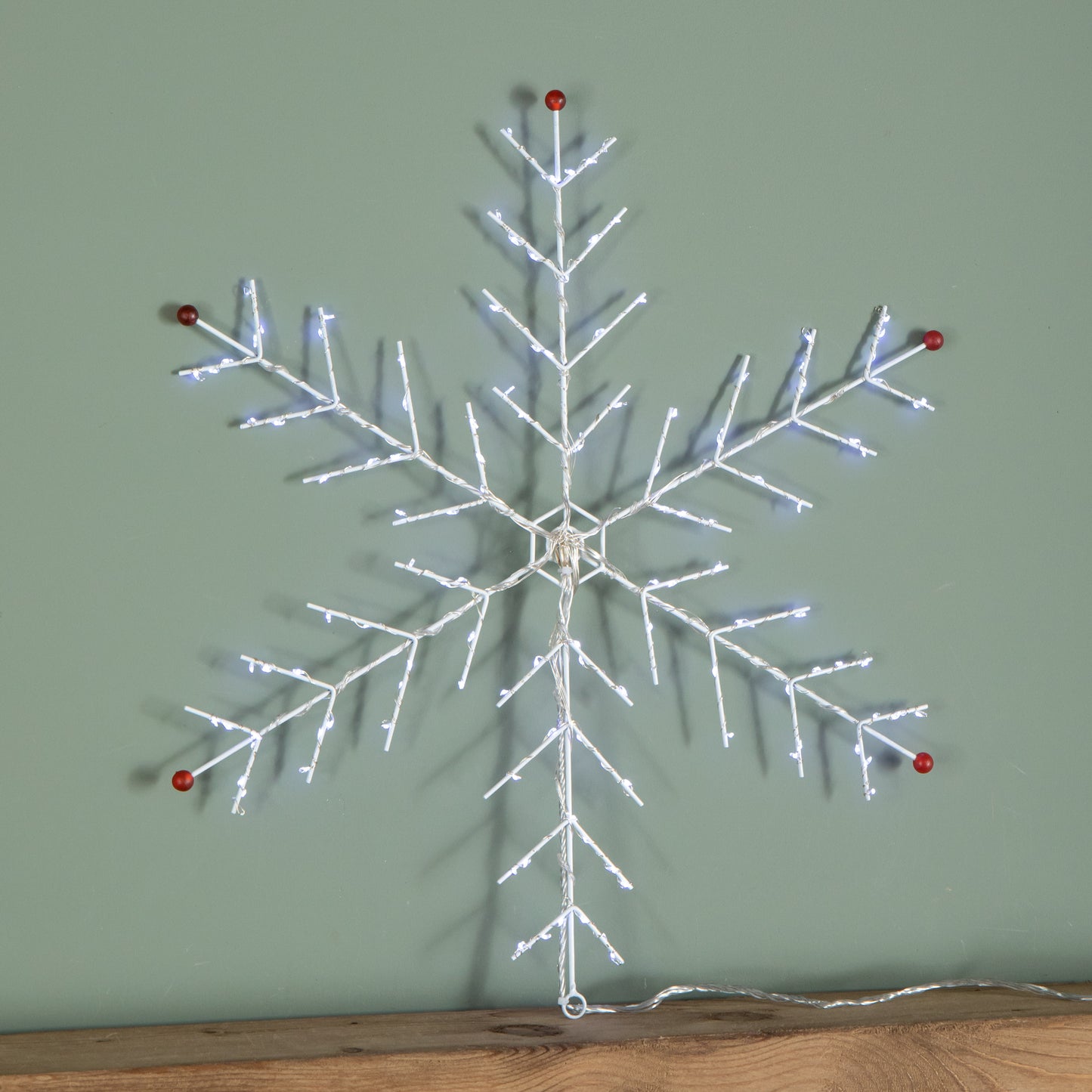 50 x 50cm Light up Metal Christmas Snowflake with 132 Multi-Action White LEDs