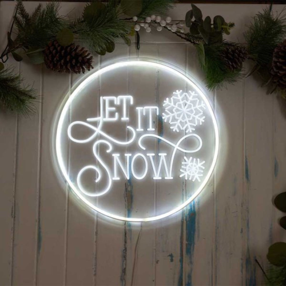 40cm USB Powered Light up Let it Snow Christmas Neon Sign in White