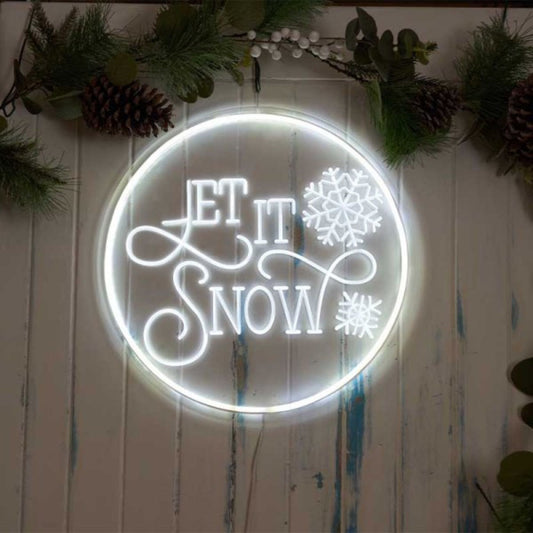 40cm USB Powered Light up Let it Snow Christmas Neon Sign in White