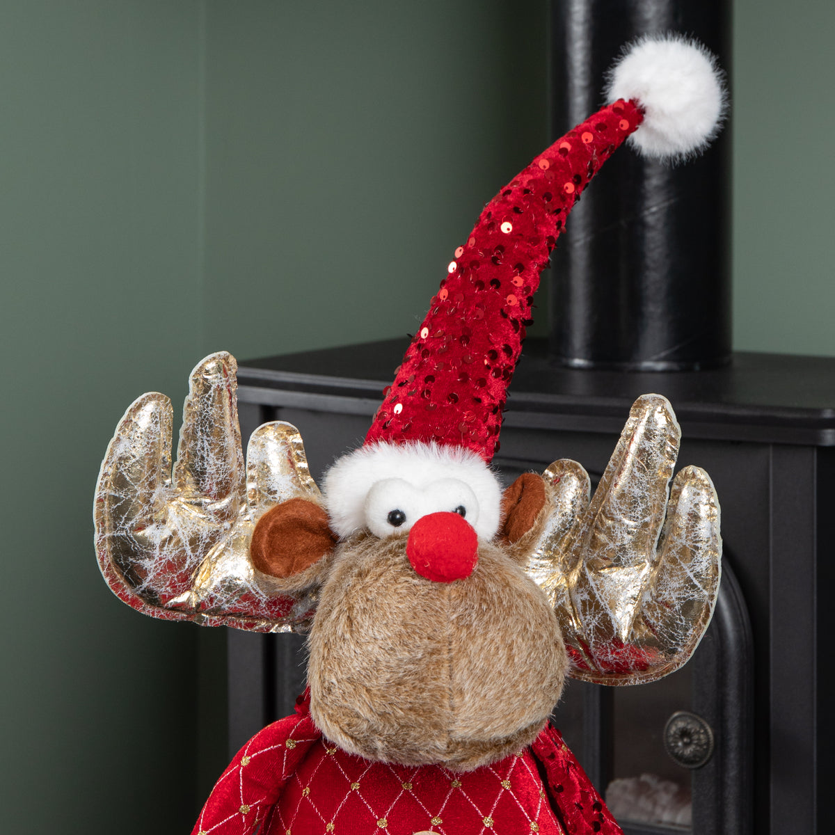 1m Tall Plush Festive Golden Comet Christmas Decoration with Extendable Legs