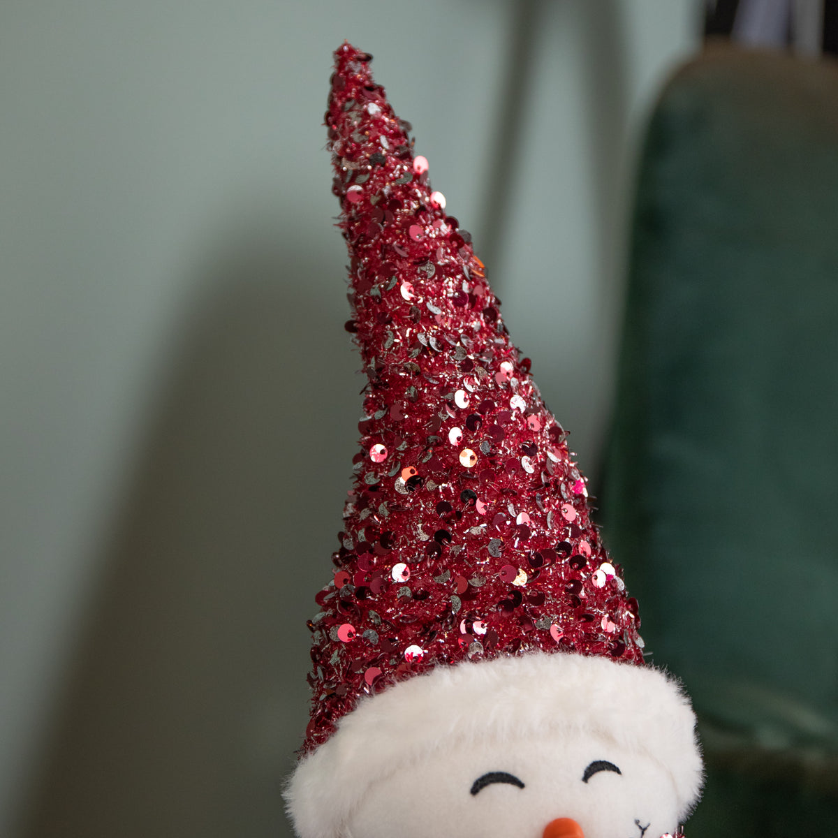 37cm Sitting Soft Fabric Snow Girl Christmas Decoration with Dangly Legs