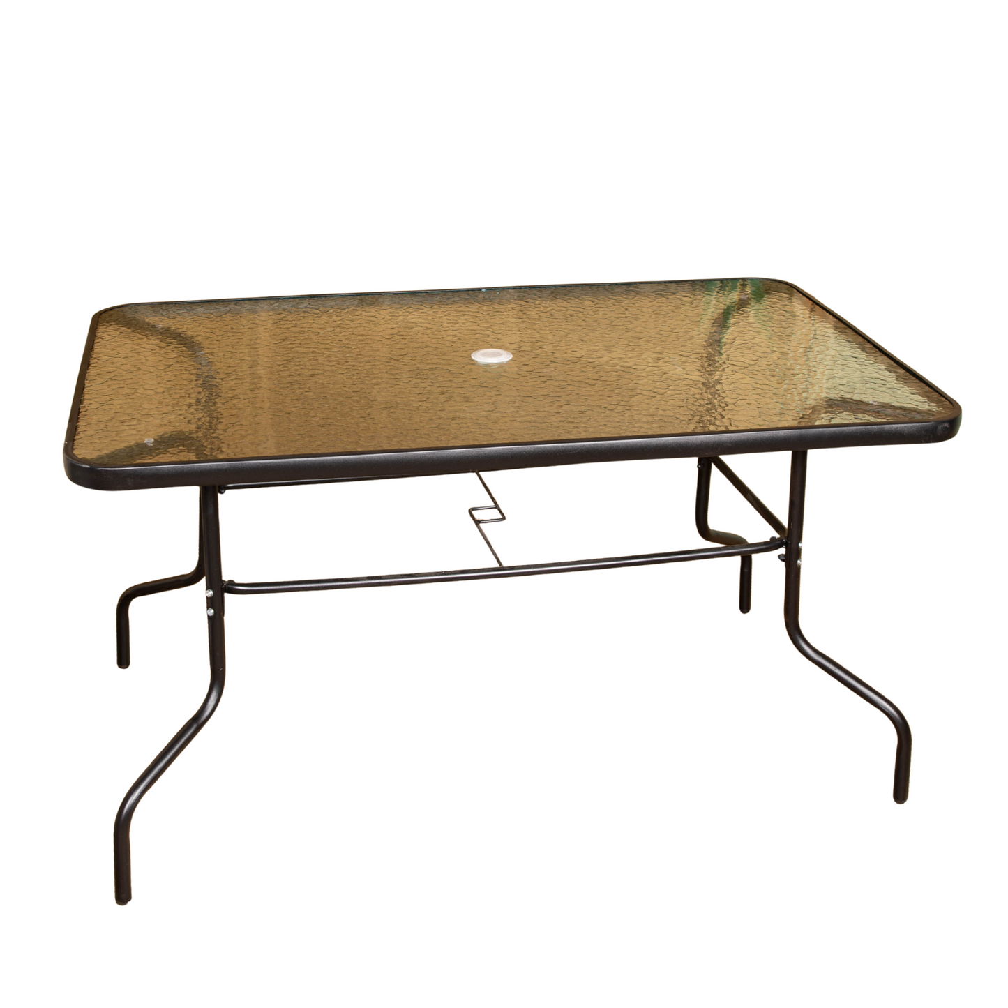 Factory Seconds: Samuel Alexander 6 Seater Black Glass Top Table with Parasol Hole