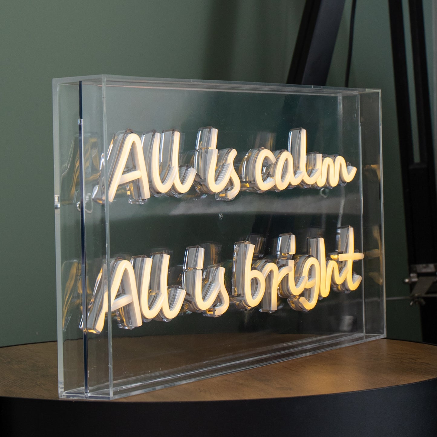 43cm Light up All is Calm Neon Flex Christmas Sign in Warm White 