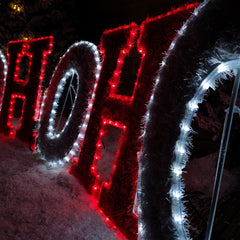 3m x 60cm LED Tinsel HO HO HO Christmas Sign Decoration with 504 Red and White LEDs