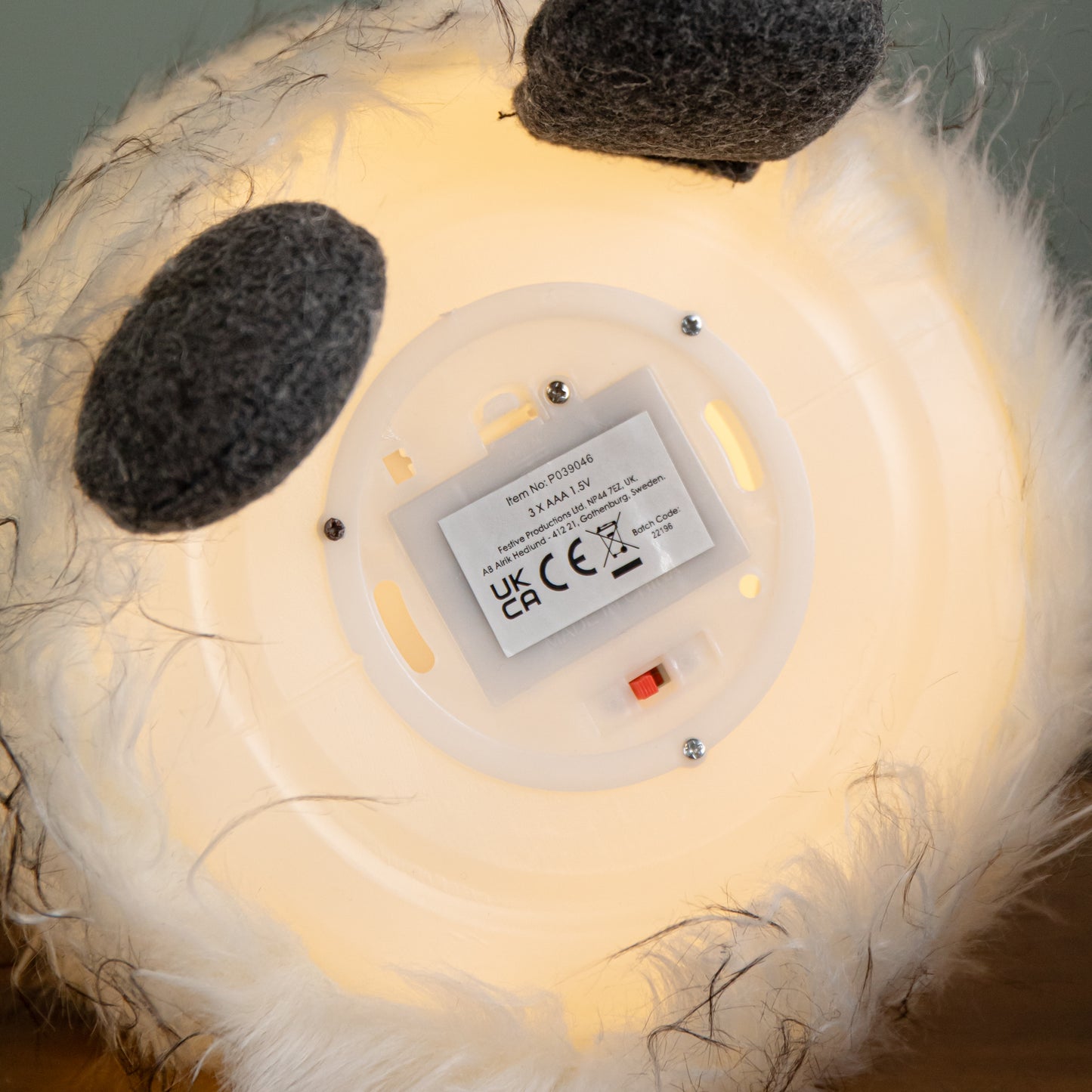 50cm Battery Operated Christmas Sitting Gonk Decoration in Dark Grey