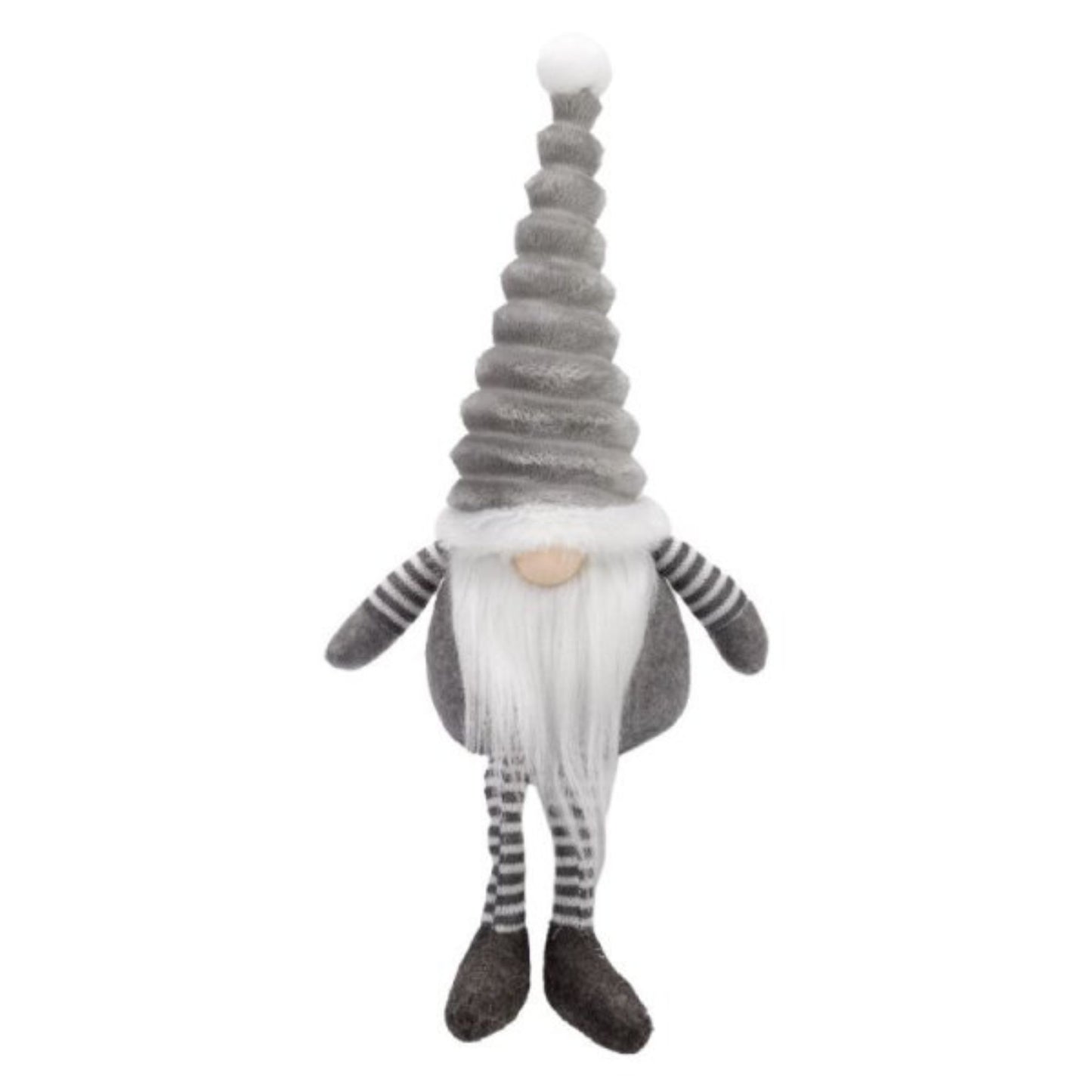 46cm Grey Plush Sitting Gonk Christmas Decoration with Stripey Dangly Legs