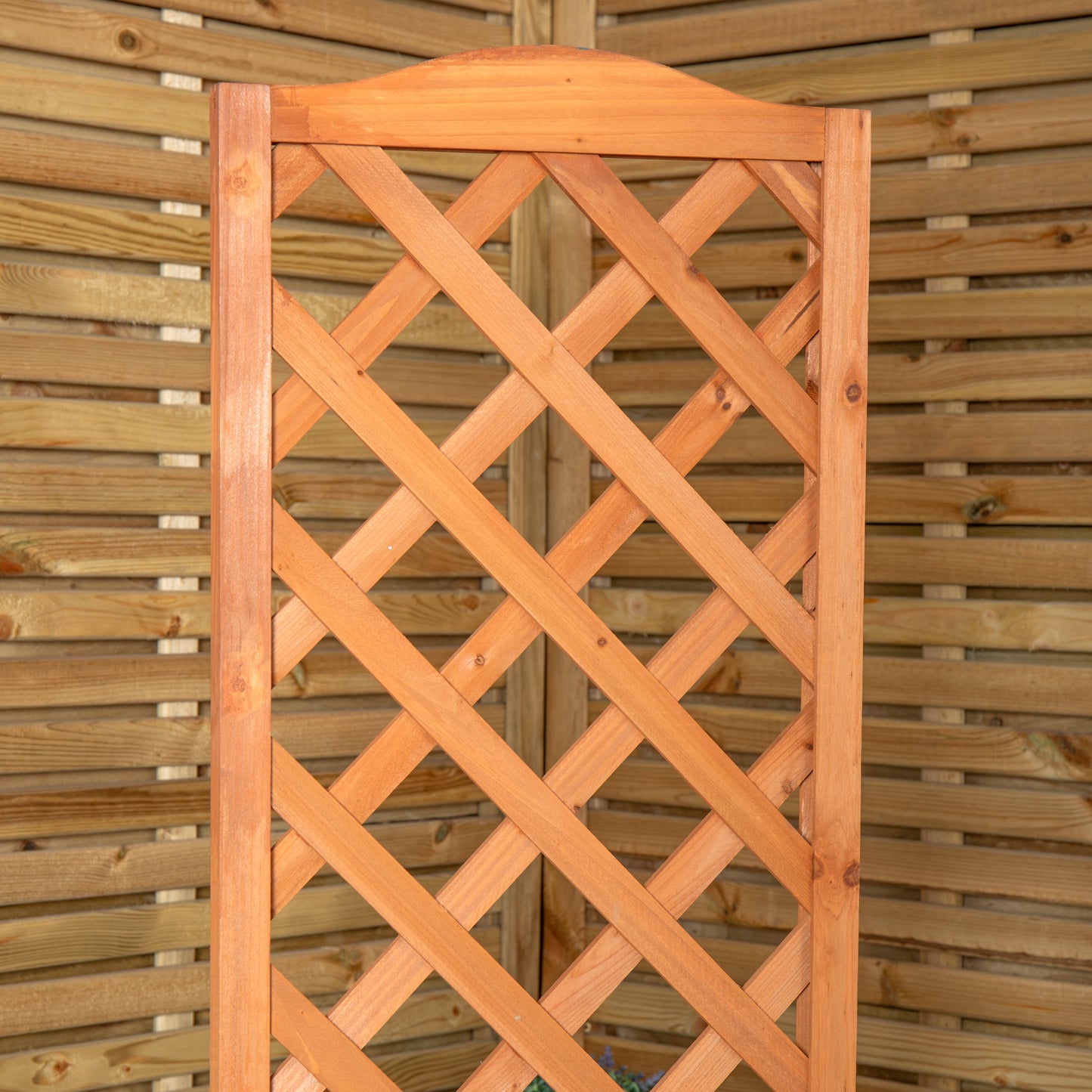 1.6m Samuel Alexander Natural Wooden Freestanding Garden Trellis with Raised Bed Planter