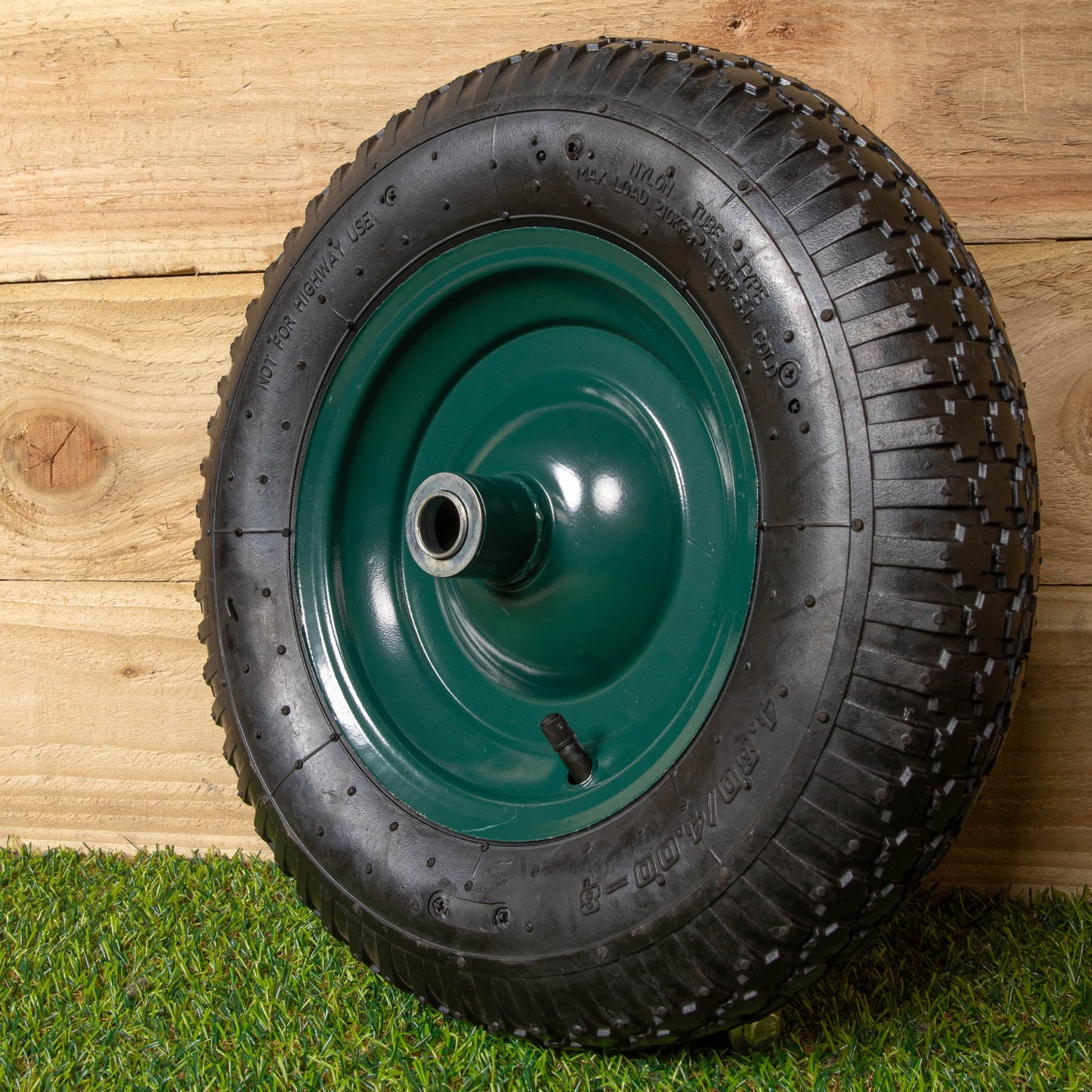 Replacement 16" x 4" Pneumatic Heavy Duty Garden Wheelbarrow Wheel & Axel In Green