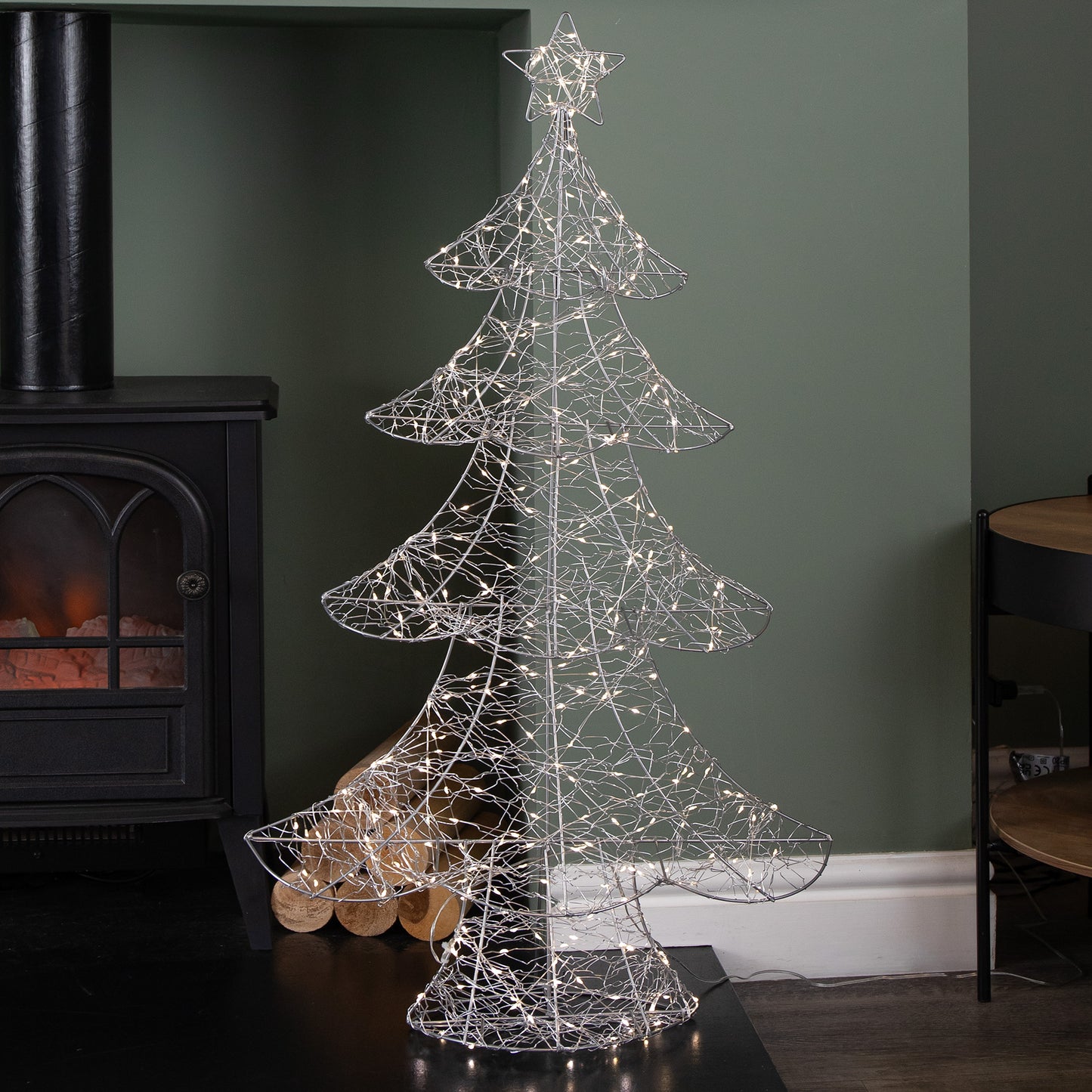 90cm Light Up Christmas Tree Silhouette Decoration with 300 Warm White LEDs