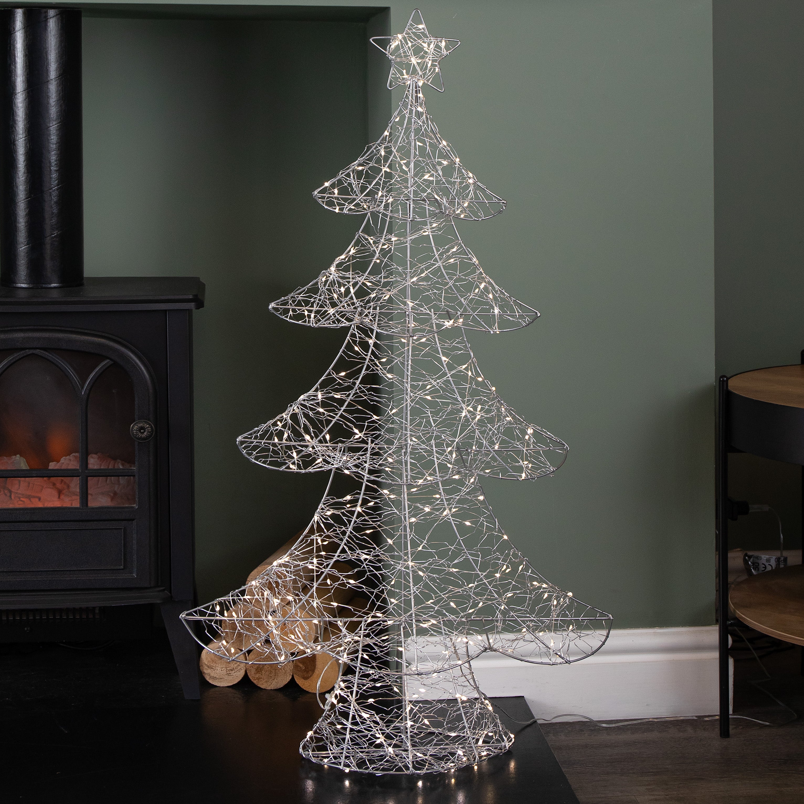 90cm Light Up Christmas Tree Silhouette Decoration with 300 Warm White LEDs